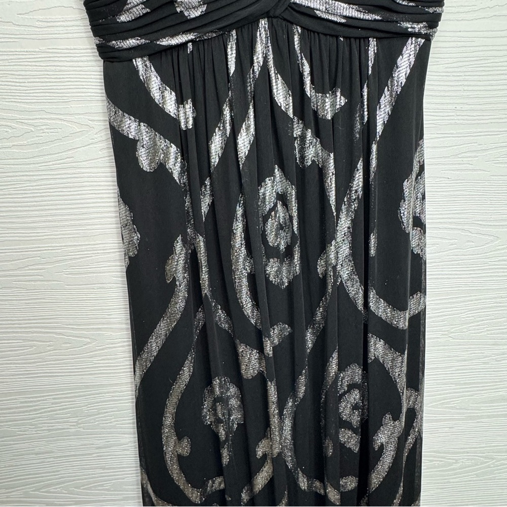 Oleg Cassini Elegant Black and White Strapless‎ Maxi Dress - Picture 3 of 10